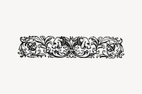 Vintage decorative drawing, black and white illustration vector. Free public domain CC0 image.