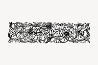 Antique ornamental collage element, black and white illustration vector. Free public domain CC0 image.