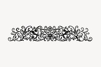 Antique ornamental drawing, black and white illustration vector. Free public domain CC0 image.