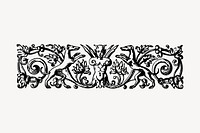 Vintage decorative clipart, black and white illustration vector. Free public domain CC0 image.