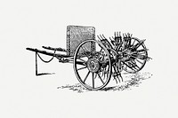 Vintage haymaker machine collage element, agriculture illustration psd. Free public domain CC0 image.