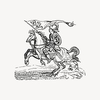 Knight drawing, antique illustration vector. Free public domain CC0 image.