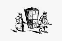 Sedan chair clipart, antique illustration vector. Free public domain CC0 image.