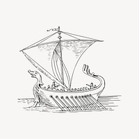 Antique ship collage element, adventure illustration vector. Free public domain CC0 image.