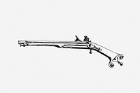 Gun, vintage weapon illustration. Free public domain CC0 image.