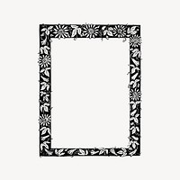 Floral frame drawing, vintage illustration vector. Free public domain CC0 image.