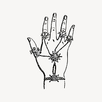 Hand accessories clipart, jewelry illustration vector. Free public domain CC0 image.