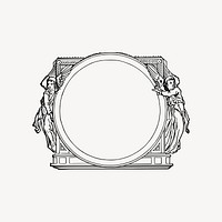 Vintage frame drawing, angel illustration vector. Free public domain CC0 image.