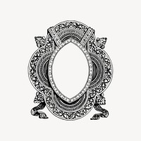 Mirror frame drawing, vintage illustration vector. Free public domain CC0 image.