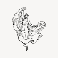 Dancing maiden clipart, vintage illustration vector. Free public domain CC0 image.