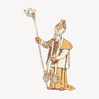 Bishop drawing, Christianity religion illustration vector. Free public domain CC0 image.