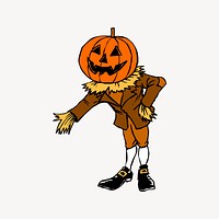 Halloween pumpkin man drawing, cartoon illustration vector. Free public domain CC0 image.
