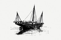 Antique ship collage element, maritime illustration psd. Free public domain CC0 image.