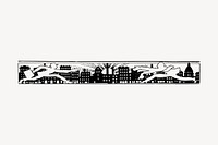 Decorative divider drawing, city illustration vector. Free public domain CC0 image.