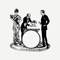 Banquet party clipart, antique ball room illustration psd. Free public domain CC0 image.