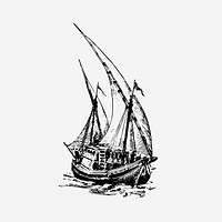 River boat, nile illustration. Free public domain CC0 image.