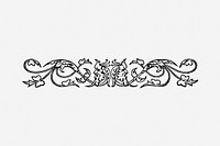 Edwardian flourish black and white illustration clipart. Free public domain CC0 image
