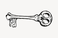 Skeleton key object illustration clipart vector. Free public domain CC0 image