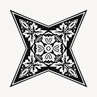 Vintage decorative star illustration clipart vector. Free public domain CC0 image