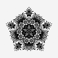 Vintage pentagon ornamental black and white illustration clipart. Free public domain CC0 image