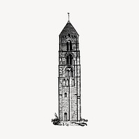 Church tower illustration clipart vector. Free public domain CC0 image