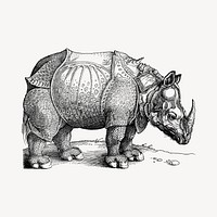 Armoured rhino illustration clipart vector. Free public domain CC0 image