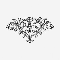 Elegant vintage ornamental black and white illustration clipart. Free public domain CC0 image