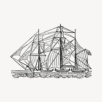 Sailing ship illustration clipart vector. Free public domain CC0 image