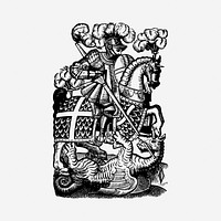 Knight black and white illustration clipart. Free public domain CC0 image