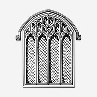 Arch window black and white illustration clipart. Free public domain CC0 image