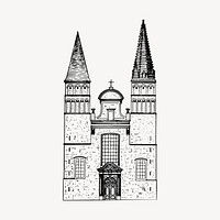 Church architecture illustration clipart vector. Free public domain CC0 image