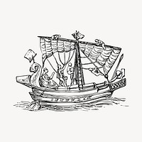 Sailing ship illustration clipart vector. Free public domain CC0 image