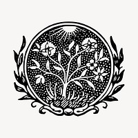 Vintage nature badge illustration clipart vector. Free public domain CC0 image