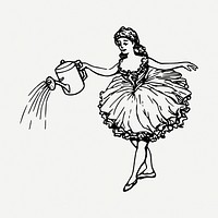 Ballerina watering clipart illustration psd. Free public domain CC0 image