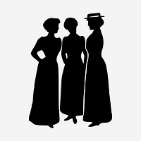 Talking ladies black and white illustration clipart. Free public domain CC0 image