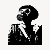 Soldier with gas mask illustration clipart vector. Free public domain CC0 image