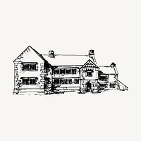 Vintage house illustration clipart vector. Free public domain CC0 image