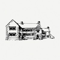 Vintage house clipart illustration psd. Free public domain CC0 image