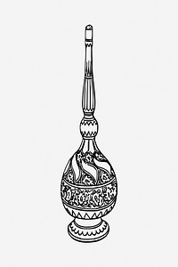 Egyptian perfume black and white illustration clipart. Free public domain CC0 image