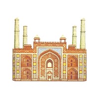 Indian mausoleum illustration clipart vector. Free public domain CC0 image