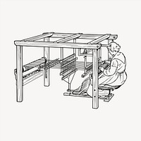 Woman weaving clipart, vintage hand drawn vector. Free public domain CC0 image.