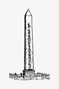 Obelisk  clipart, vintage hand drawn vector. Free public domain CC0 image.