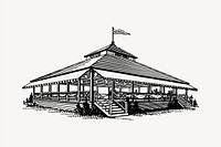 Pavilion clipart, vintage hand drawn vector. Free public domain CC0 image.