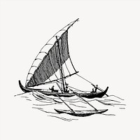 Sailboat clipart, vintage hand drawn vector. Free public domain CC0 image.