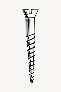 Screw clipart, vintage hand drawn vector. Free public domain CC0 image.