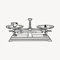 Balance scale clipart, vintage hand drawn vector. Free public domain CC0 image.