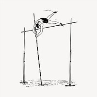 Pole vault athlete clipart, vintage hand drawn vector. Free public domain CC0 image.