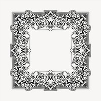 Floral frame clipart, vintage hand drawn vector. Free public domain CC0 image.