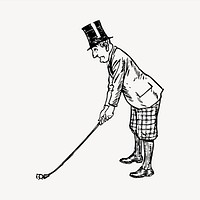 Golfer clipart, vintage hand drawn vector. Free public domain CC0 image.