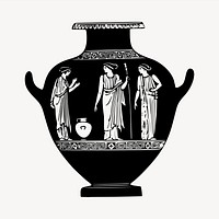 Greek vase clipart, vintage hand drawn vector. Free public domain CC0 image.